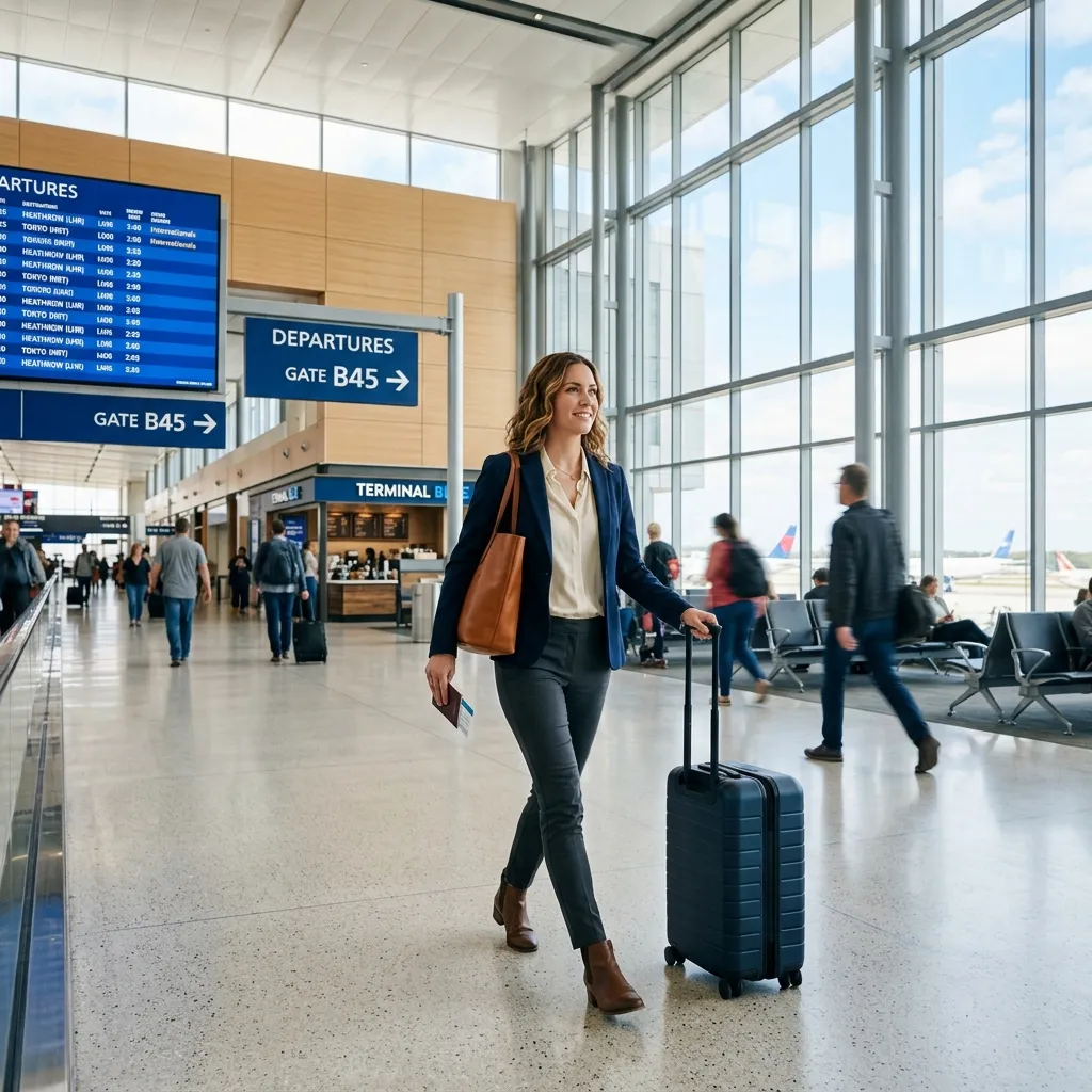 Professional traveler arriving at Dubai international airport